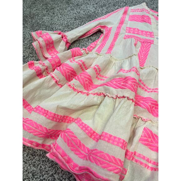 Sophia Tori Dress Hot Pink Women’s S/M, Flowy BohoCore Embroidered Made in Italy - Picture 4 of 10